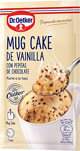 DR. OETKER Mug Cake Vainilla con Pepitas de Chocolate, Preparado para Bizcocho en Taza Sabor Vainilla con Pepitas de Chocolate - Estuche con Mezcla 65g (Cantidad 1 Unidad)