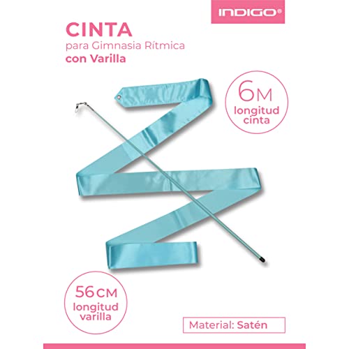 DRUNA Cinta para Gimnasia Rítmica con Varilla 56 cm 6 m (Azul Claro)