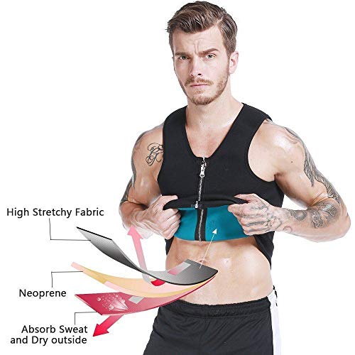 Ducomi Camiseta Reductora Adelgazante Hombre Neopreno Faja Compresion de Sauna Chaleco Modelador para Sudoración Musculación con Cremallera Perder Peso Camisa Adelgazar Entrenamiento (EU S, Black)