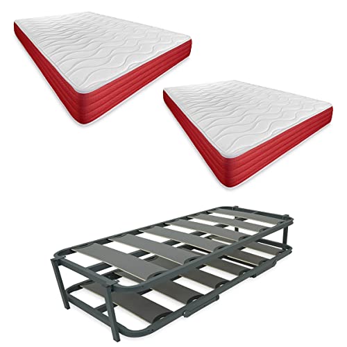 DUÉRMETE ONLINE - Cama Completa con 2 Colchones Lite (Cara Invierno/Verano) + Cama Nido Reforzada, 90 x 190