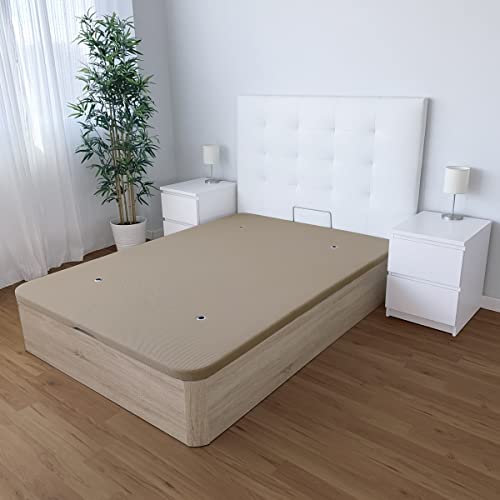 DUÉRMETE ONLINE - Canapé Abatible Extra Reforzado Gran Capacidad con Tapa Transpirable, Esquinas Redondeadas, 135 x 190, Cajón Grosor 30mm, Cambria