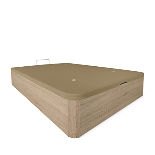 DUÉRMETE ONLINE - Canapé Abatible Extra Reforzado Gran Capacidad con Tapa Transpirable, Esquinas Redondeadas, 135 x 190, Cajón Grosor 30mm, Cambria