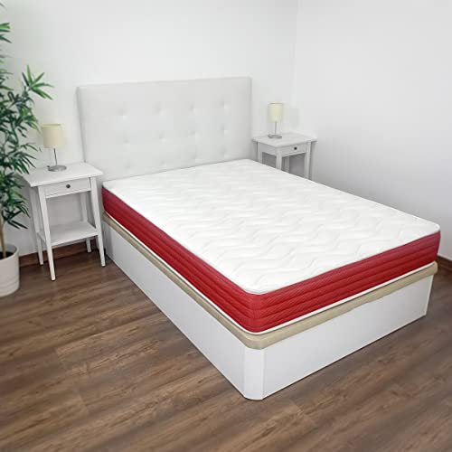 DUÉRMETE ONLINE - Colchón Viscoelástico Lite Reversible, Firme y Confortable, Altura 23 cm, Cara Invierno/Verano, Blanco, 90 x 190