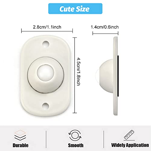DURANTEY 16 Pcs Mini Ruedas Adhesivas y Giratorias 360 ° de Plástico - Polea para Caja Almacenamiento en Muebles Pequeños