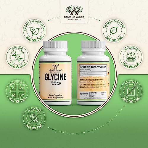 DW Glicina Suplemento | 240 Glicina Capsulas de Alta Potencia - 1000mg de Glycine por Porción | Suplemento de Aminoácidos | Sin OGM y Gluten | Fabricado en el Reino Unido.