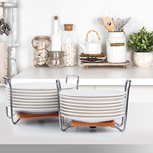 E-ROOM TREND - Organizador de Platos de tamaño Ajustable de 15 a 22 cm, Estante de para Platos con Asas fáciles de Transportar SS304 para cajones de Cocina, armarios, estantes (A016)