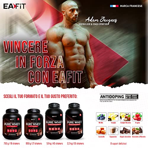 EAFIT Pure Whey - Vainilla Intensa 750g - Crecimiento muscular - Proteína whey - Absorción rápida - Aminoácidos y enzimas digestivas - Alto complejo amínico - Certificado antidopaje