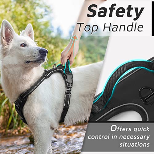 Eagloo Arnes antitirones para perros - Chaleco antiescape acolchado - Correa ajustable al Cuello y Pecho y Transpirable con Cinta Reflectante - Para ejercicio, correr y el coche - M/Negro