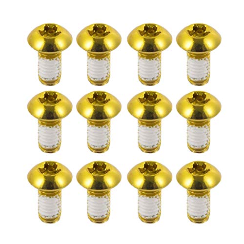 EASTERN POWER 12 Pcs Tornillos Bicicleta, MTB Tornillo Disco Freno de Bicicleta Montaña, Bici M5x10mm Disc Freno Pernos del Rotor, Dorado