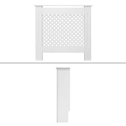 ECD Germany Cubierta del Radiador 78x19x82 cm MDF Blanco Lacado Revestimiento Protector Moderno de Calefacción Superficie de Estantería Útil de Madera para Sala de Estar Dormitorio