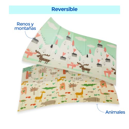 Edibaby, Alfombra Bebe, 1.5cm Grosor, Diseño Infantil, 200 x 180 cm, Acolchada de XPE, Reversible y Plegable, Colchoneta para Niños, para Juegos en el Suelo, Tapete Actividades (Love Edition)