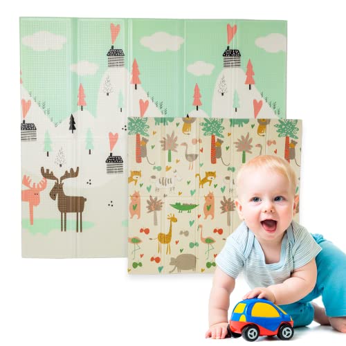 Edibaby, Alfombra Bebe, 1.5cm Grosor, Diseño Infantil, 200 x 180 cm, Acolchada de XPE, Reversible y Plegable, Colchoneta para Niños, para Juegos en el Suelo, Tapete Actividades (Love Edition)
