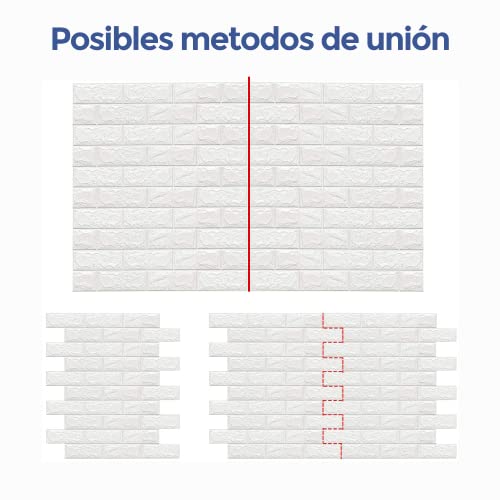Edihome, Papel Pintado Pared, Paneles Decorativos 3d, 77x70cm, 10 piezas, Autoadhesivo, Efecto Ladrillo de Piedra, de Poliuretano, para Cocina, Dormitorio, Salón (10 Unidades, Blanco)