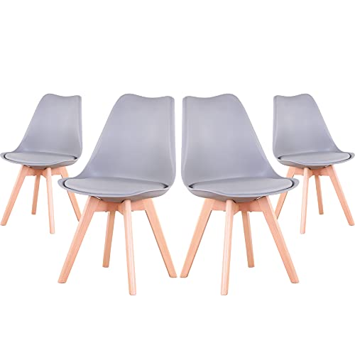 EGOONM Sillas Comedor Pack 4, Nordicas Sillas para Cocina, Oficina, Bar, Sala de Estar-Silla de Cena (Gris)