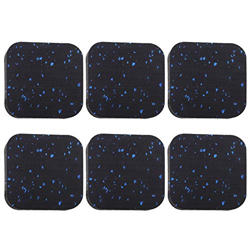 EMSea 6 alfombrillas de cinta de correr de alta densidad engrosadas negro azul punto hogar anti-vibración aislamiento acústico piso ejercicio equipo almohadillas