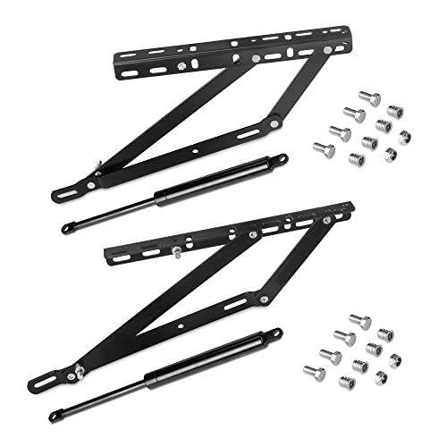 Emuca - Juego de mecanismos elevables para cama canapé, Sistema lateral 90 cm, Pintado negro, Acero