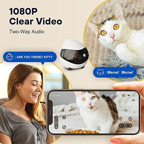 Enabot EBO SE Cámara para Perros con Aplicación,1080P Cámara para Mascotas,Cámara de Vigilancia Interior con Audio Bidireccional,Visión Nocturna,Detección de Movimiento,Modo de Privacidad