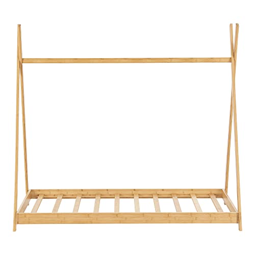 [en.casa] Cama Infantil Diseño Tipi Cama Montessori para Niños con Somier 80 x 160 cm Carga Máx. 200 kg Bambú 168 x 87 x 150 cm - Color Natural