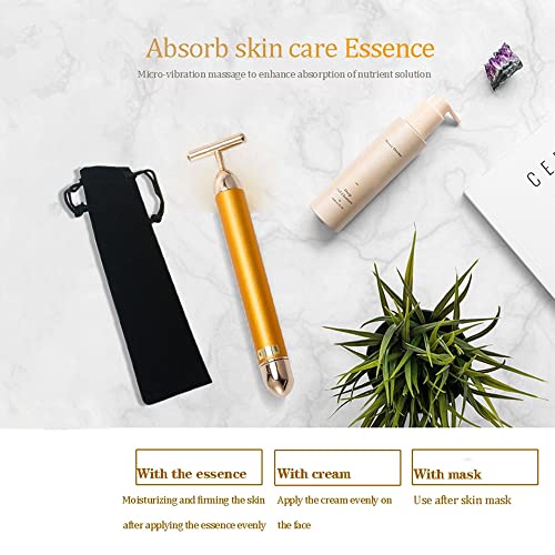 Energy Beauty Bar 24k Masajeador Facial Eléctrico - Masajeador Facial para Frente, Cuello, Mejillas, Ojeras (oro)