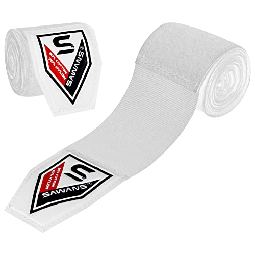 Envolturas de mano de boxeo vendajes de artes marciales guantes interiores de perforación MMA 2.5 3.5 4.5 metros correas de apoyo de muñeca bolsa de entrenamiento elástica deportes (2.5 M, Blanca)