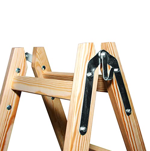 Escalera de Mano DRABEST Pro de Madera – Escalera de Mano de 3 peldaños – – Escalera de Mano Ligera – Escalera Plegable para el hogar - Refuerzos De Zinc – Capacidad 150 Kg – 57x95x13cm