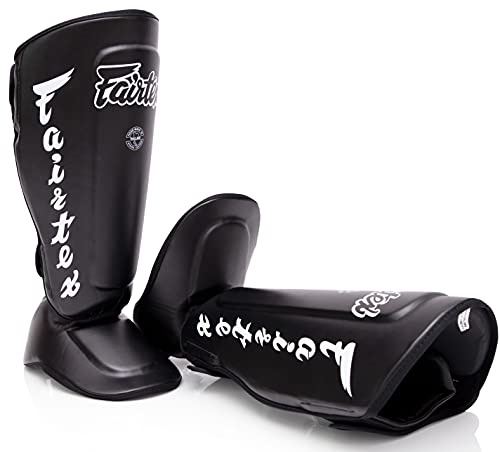Espinilleras Fairtex SP7 Twister para Boxeo, Muay Thai, MMA; Desmontables (Negro, XL)
