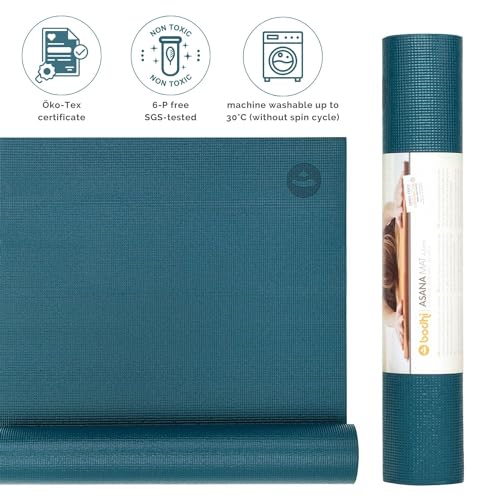 Esterilla de yoga Asana Mat, antideslizante, 183 x 60 cm, PVC de 4 mm, no solo para principiantes, alfombra de gimnasia, sin ftalatos, sin sustancia nocivas, petróleo