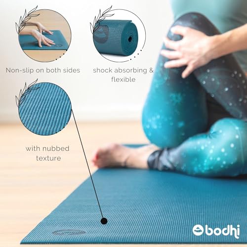 Esterilla de yoga Asana Mat, antideslizante, 183 x 60 cm, PVC de 4 mm, no solo para principiantes, alfombra de gimnasia, sin ftalatos, sin sustancia nocivas, petróleo