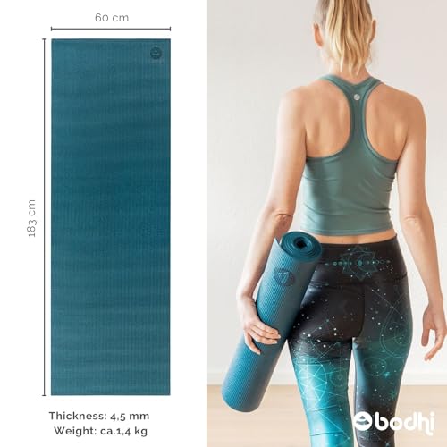 Esterilla de yoga Asana Mat, antideslizante, 183 x 60 cm, PVC de 4 mm, no solo para principiantes, alfombra de gimnasia, sin ftalatos, sin sustancia nocivas, petróleo