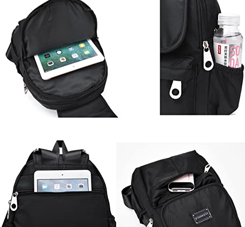 Estwell Mochila Mujer Pequeña Casual Bolso Mochila Impermeable Nailon Mochila Escuela Bolso de Hombro Ligero Bolso Bandolera Multifuncional Mochila con Bolsillos Múltiples