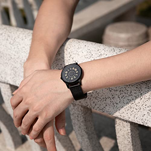 EUTOUR Reloj Hombre Relojes para Parejas Magnetico Designer Cuarzo Rodamiento de Bolas Relojes de Pulsera para Hombres Mujres con Correa de Acero Inoxidable Roma