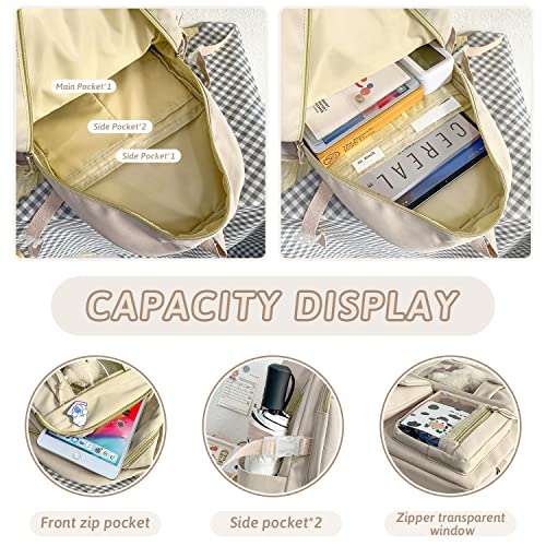 EVEOUT Bolsos Mochila con Lindas Etiquetas y alfileres para niña Grande Mochilas Infantiles Preciosa Mochila de Nailon adolescentesbolsa para Escuela Multibolsillos