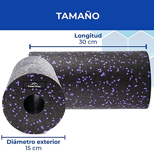 EVEREST FITNESS Rodillo fascial de 30 cm in Negro/Morado de dureza media
