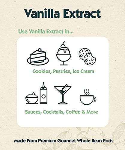 Extracto de vainilla pura - 118ml (4 oz) - Hecho de vainas de vainilla de primera calidad - Para chefs y cocina casera, hornear y hacer postres - Hecho con vainas de vainilla real