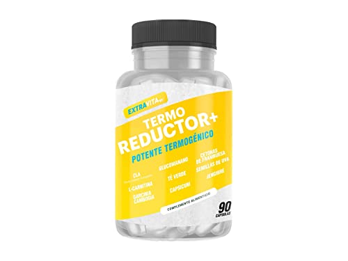 extraVITA-Termogénico y Adelgazante con avanzada Acción Quemagrasas | Garcinia Cambogia + L-Carnitina + CLA + Glucomanano + Te Verde | 90 cápsulas.