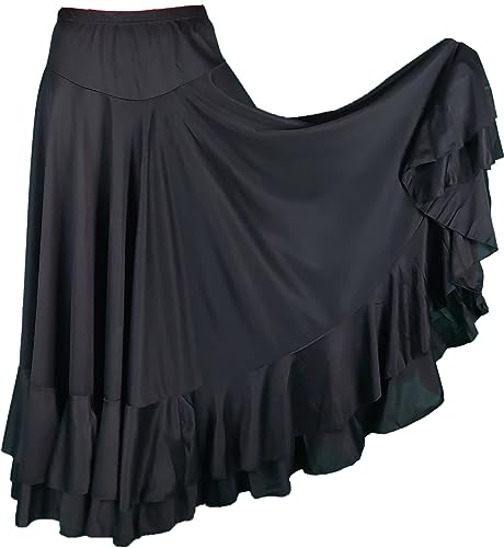 Falda Flamenco 2 Volantes Negro, Negro , 6 años