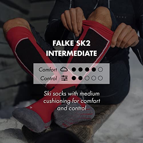 FALKE SK2 Intermediate Stripes K KH lana calida gruesa 1 par, Calcetines de esquí Unisex niños, Azul (Yve 6714), 27/30 EU