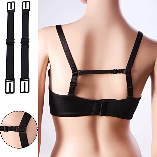 FAMIDIQGO Pack de 4 Soportes Ajustables para Tirantes de Sujetador, Deslizadores de Tope, Clips para Sujetador, Negro