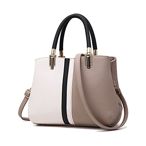 FANDARE Elegante Mujer Bolso Mano Bolsos de Bandolera Impermeable PU Cuero para Viaje Trabajo Compras Crossbody Bag Caqui