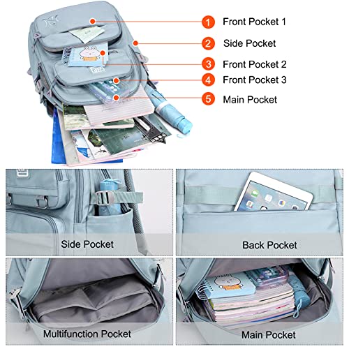 FANDARE Mochilas infantiles Mochilas escolares Juveniles Mochilas escolares para niños niñas Viaje Hiking Daypacks Impermeable Nylon Azul