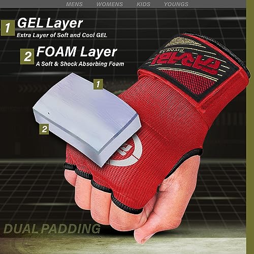 Farabi Sports Boxeo Vendas Guantes para niños y Adultos Venda Boxeo Hombres & Mujeres Vendas Boxeo Entrenamiento MMA Muay Thai Vendas de Boxeo (Niños, Red)