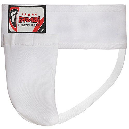Farabi Sports coquilla Hombre Kick Boxing coquilla MMA Muay Thai Artes Marciales Protector Testicular (M, White)