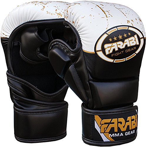 Farabi Sports – Guantes de boxeo guantes artes marciales guantes guantes de boxeo, guantes de boxeo jaula glovesfighting guantes de combate guantes UFC guantes guantes guantes de entrenamiento (Black/White, L/XL)