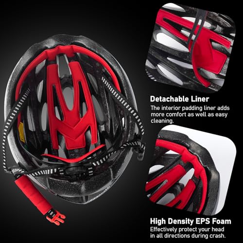 Favoto Casco de Bicicleta Ajustable, Casco de Ciclismo con Forro para Hombre Mujer Adultos, Casco de MTB Carretera Montaña Certificado CE TUV, 54-62cm Gris