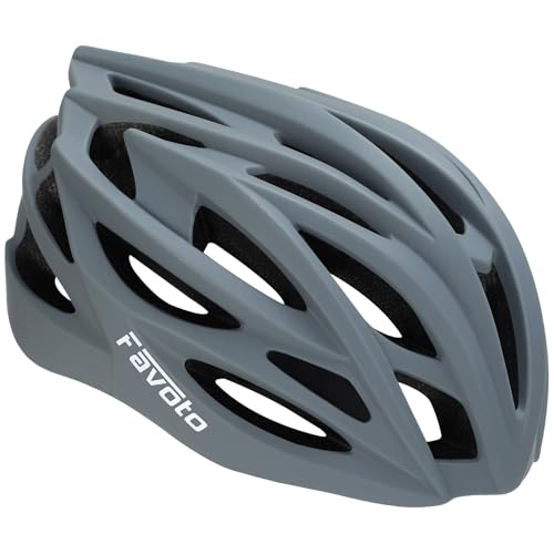 Favoto Casco de Bicicleta Ajustable, Casco de Ciclismo con Forro para Hombre Mujer Adultos, Casco de MTB Carretera Montaña Certificado CE TUV, 54-62cm Gris