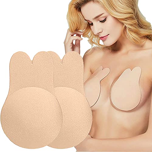 FCHITOP Invisibles Sin Tirantes Sin Respaldo Reutilizable Pezón Levantamiento Cubierta Pezoneras Mejorado Push Up Breast Lift Sujetadores Sujetador Adhesiva de Ajustable para Mujer (AB)