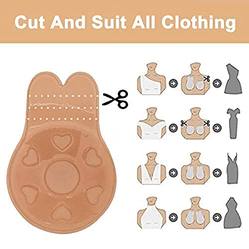 FCHITOP Invisibles Sin Tirantes Sin Respaldo Reutilizable Pezón Levantamiento Cubierta Pezoneras Mejorado Push Up Breast Lift Sujetadores Sujetador Adhesiva de Ajustable para Mujer (AB)