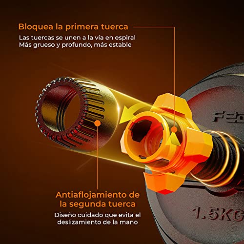 FED ORMANC30V2 Kit Mancuernas V2 + Barra + Pesa Rusa 30kg Xiaomi FED, 30kg, Modulables, Multifunción, Empuñadura ergonómica