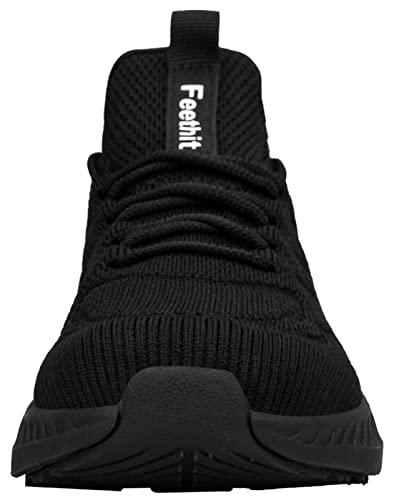 Feethit Zapatillas de Deporte Running Hombre Correr Jogging Caminar Bambas Gimnasio Fitness Atlético Tenis Trabajo Sneakers Ligeros Transpirables Zapatillas Deportivas Hombre Negro 45 EU