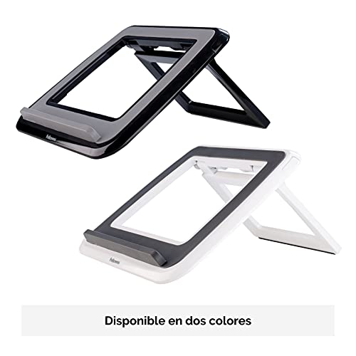 Fellowes I-Spire Series - Soporte Elevador Ajustable para portátil, Ajustable a 7 ángulos, soporta portátiles de hasta 17" y 4kg, Color Blanco